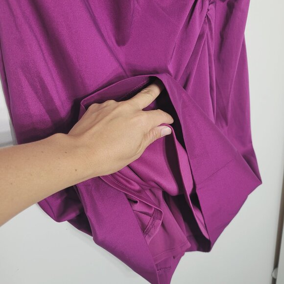 Evan Picone Purple Sleeveless V-Neck Gathered Cocktail Sheath Knee Dress Size 12 - Picture 6 of 10